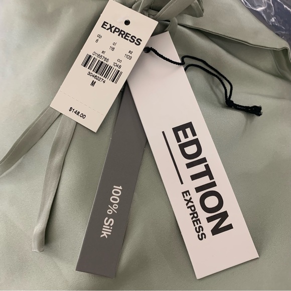 NWT $148 100% Silk 2-Piece Pajama Set Short Pants/Short Sleeve Top Light Sage M - Picture 8 of 11